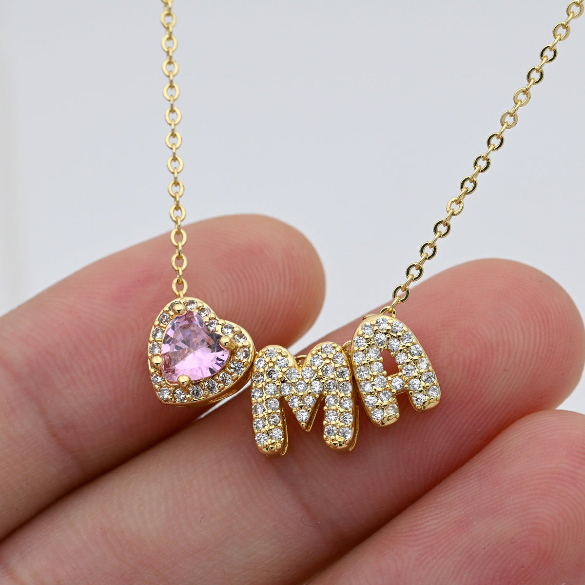 Diamond Letter Personalized Love December Birthday Stone Valentine's Pendants