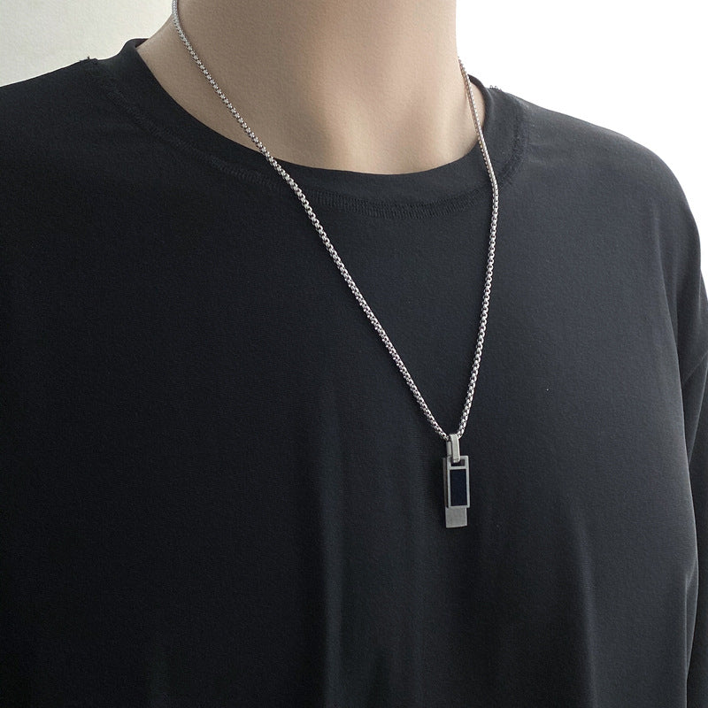 Women's & Men's Niche Street Style Hipster Contrast Color Square Pendant