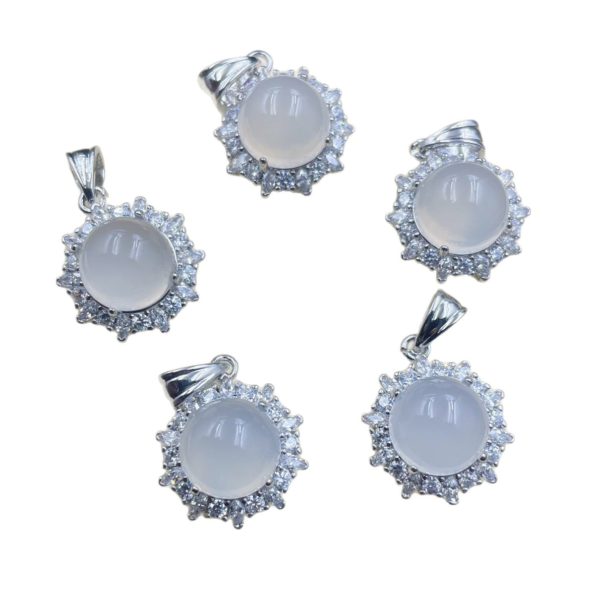 Natural Lychee Jelly White Chalcedony Sier Live Pendants