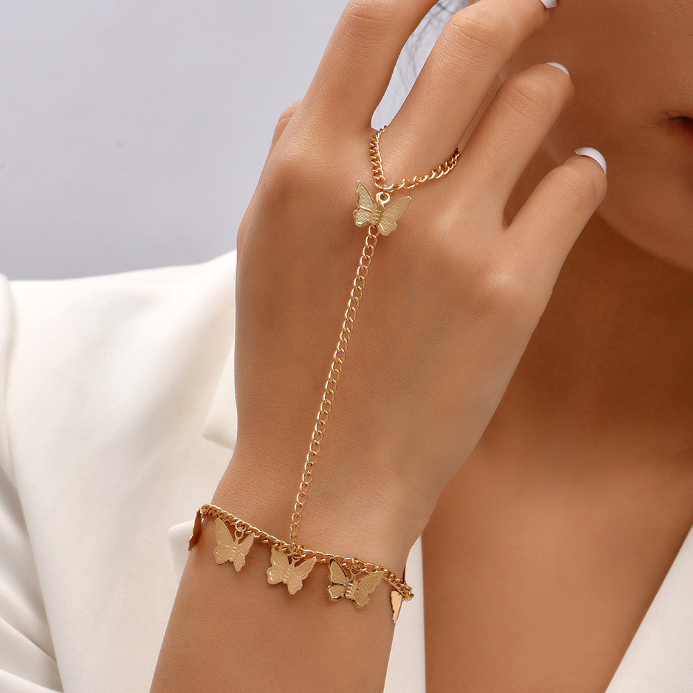 Five-pointed Star Butterfly Sequins Chain Hand Bracelet