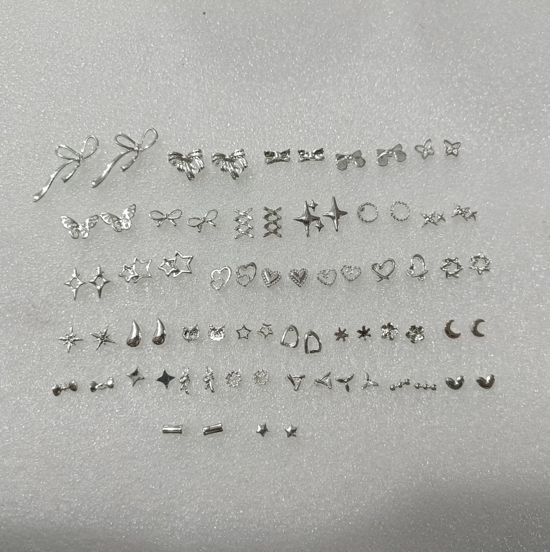 High-grade Bow Small Sier-plated Geometric Korean Earrings