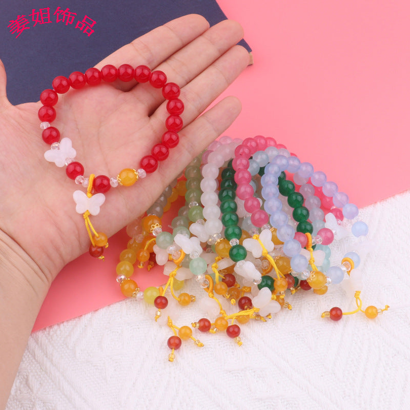 Candy Color Butterfly Beaded Female Imitation Bracelet
