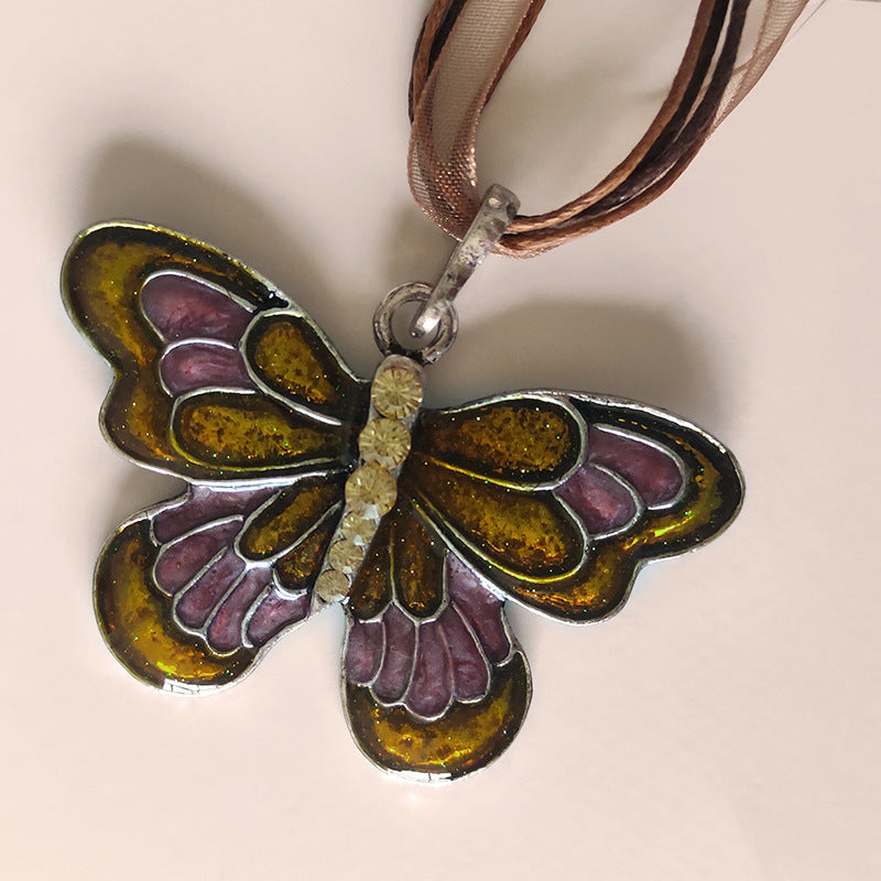 Butterfly Colorful Drip Ribbon Personality Fashion Necklaces