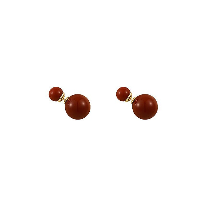 Pearl Red Two-way Light Luxury Sense Niche Unique Rings
