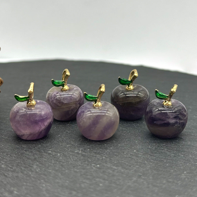 Apple Natural Stone Crystal Agate Amethyst Pink Pendants