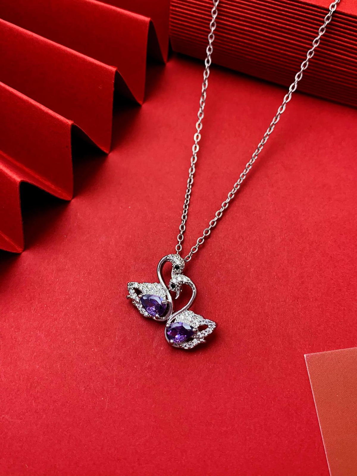 Inlaid Zircon Swan Titanium Steel Female Summer Necklace