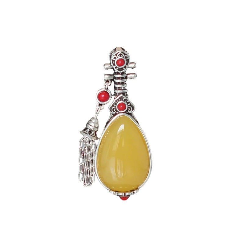 Women's Lucky Tassel Pipa Water Drop Vintage Distressed Pendant
