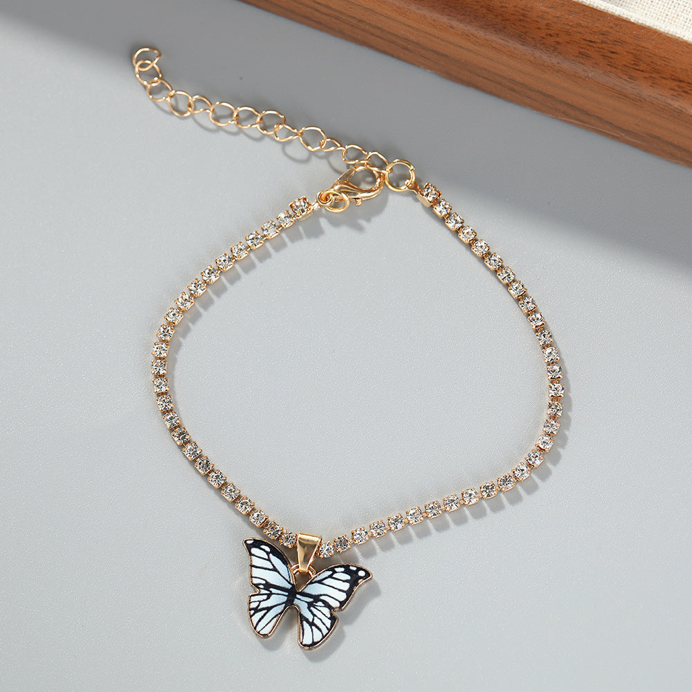 Trendy Pearl Butterfly Fashion Oil Dripping Necklaces