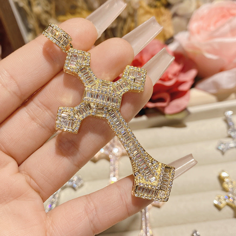 Full Diamond Cross Hip Hop Real Necklaces