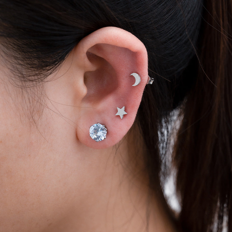 Women's Fashionable Simple Mini Gold-plated Stainless Steel Trending Stud Earrings