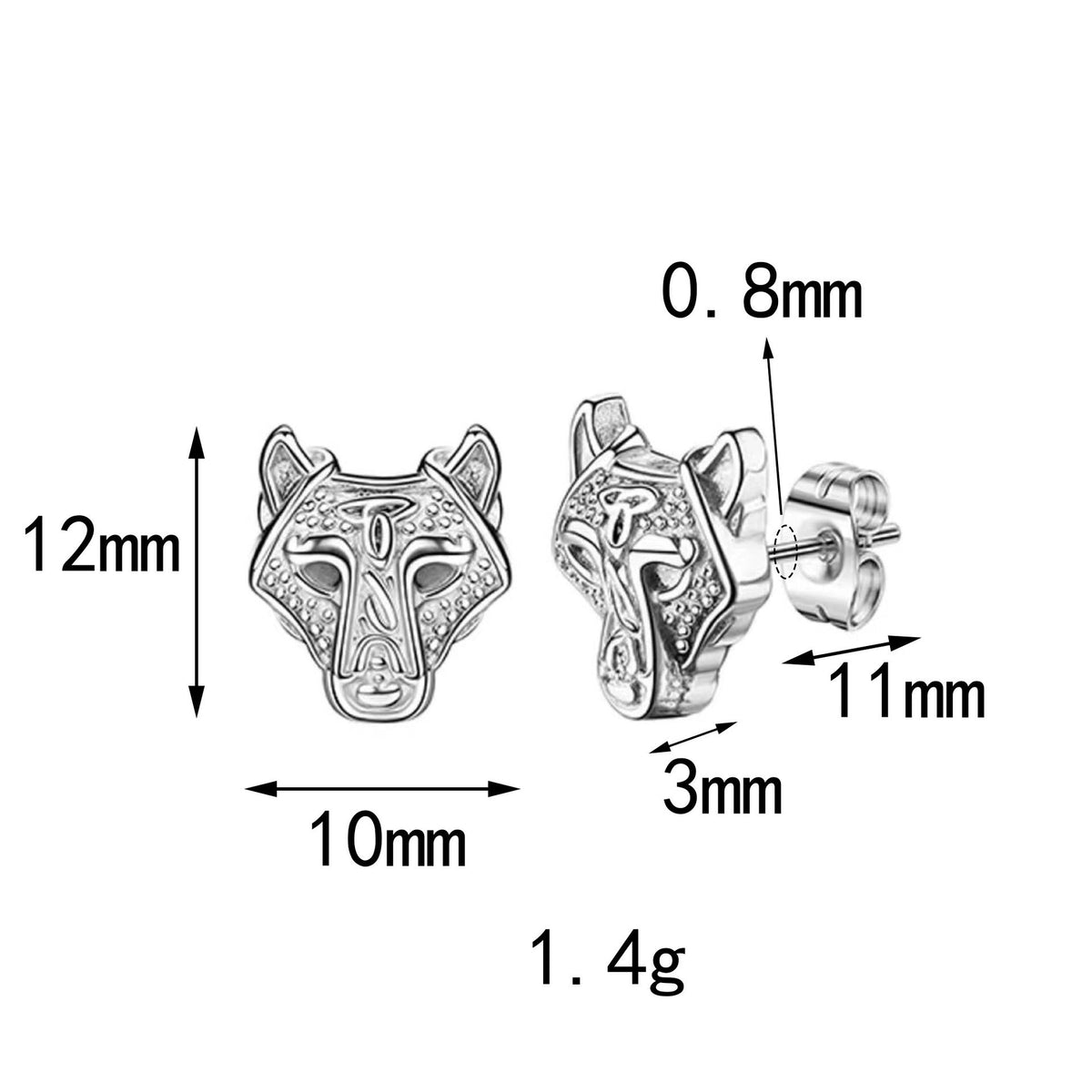 Men's Domineering Wolf Head Stainless Steel Retro Earrings