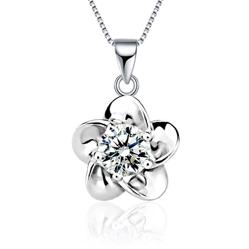 Korean Style Simple Zircon Plum Blossom Female Pendants