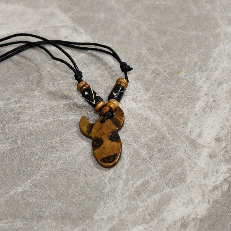 Nepal Yak Bone Hand Carved Six Pendant