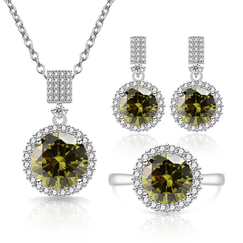 Round Bag Environmental Protection Copper Inlaid Zircon Eight Hearts Arrows Necklaces