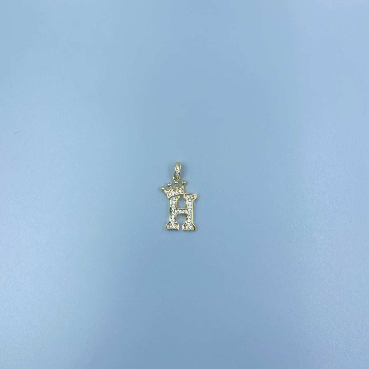 Full Diamond Crown Letters Copper Plated Real Gold Inlaid Zircon Pendant
