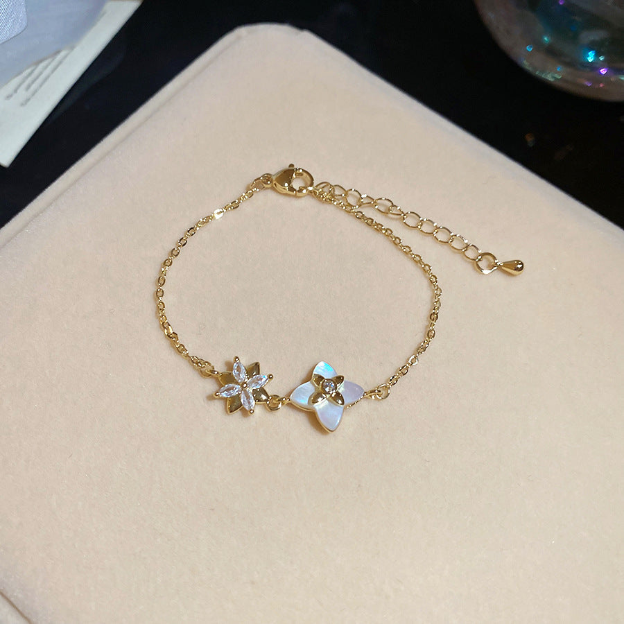 French Style Zircon Flower Pearl Exquisite Elegant Niche Light Luxury Bracelets