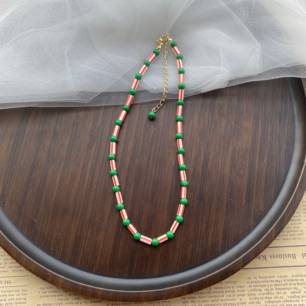 Fashion Color Handmade Woven Bead Ethnic Style Rainbow Necklaces