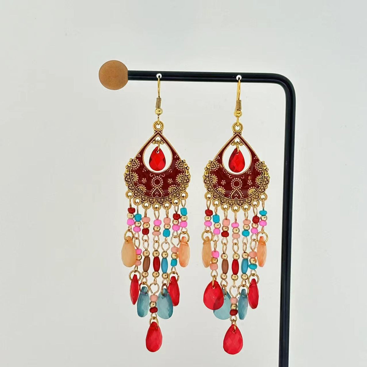 Women's Bohemian Seaside Holiday National Style Crystal Exaggerated Earrings