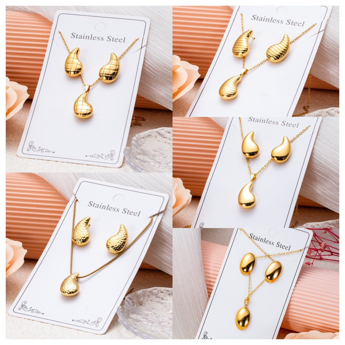 Series Stainless Steel Ear Light Luxury Jewelry Set