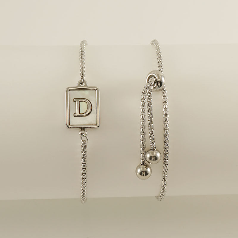 Women's Titanium Steel Natural Shell Fashion Simple Letter Bracelets
