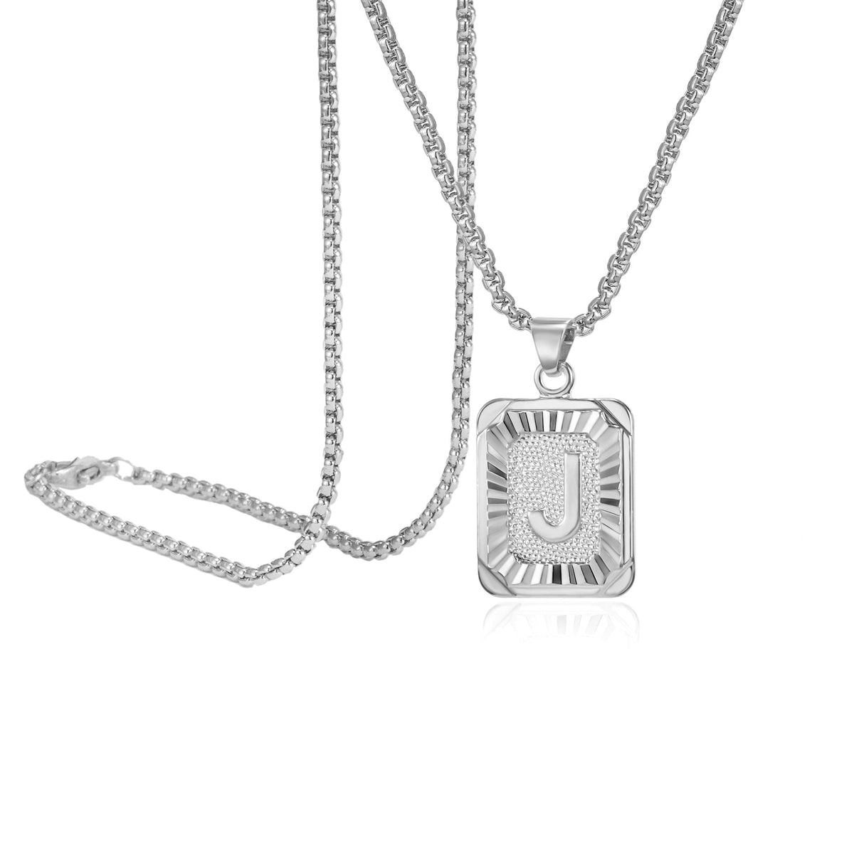 P Square Plate Clavicle Chain Neck Sier Pendants