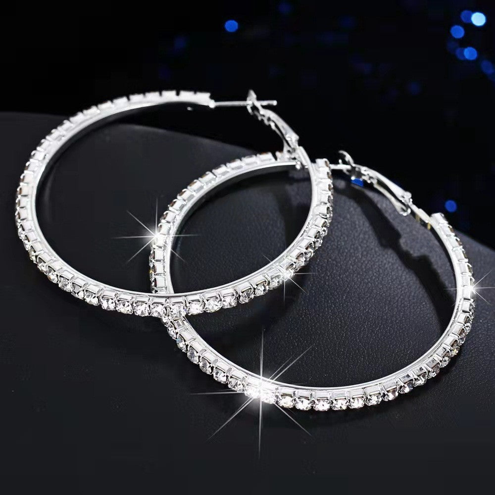 Women's Diamond Fashion Simple Elegant Korean Wear Super Shiny Temperament Personality Earrings