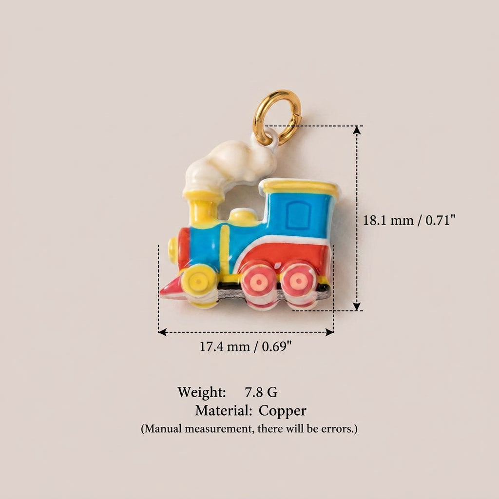 Amusement Park Series Facilities Dripping Oil Painted Gold Pendant