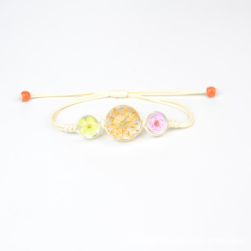 Women's Stone Preserved Fresh Glass Ball Hand-woven Carrying Bracelet