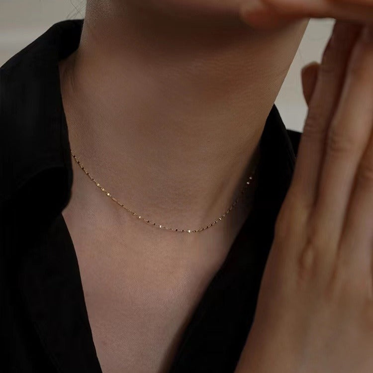 Sparkling Sterling Sier Gold-plated Choker Cold Wind Design Daily Twin Necklaces