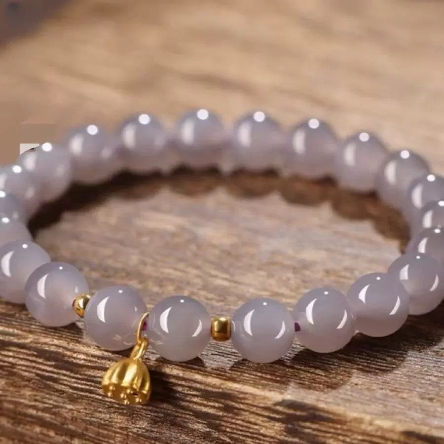 Smoky Purple Lotus Design Golden Peach Blossom Imitation Jade For Bracelets