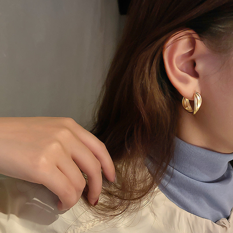 Sier Needle Pearl Zircon Round Affordable Luxury Fashion Ear Golden Stud Earrings