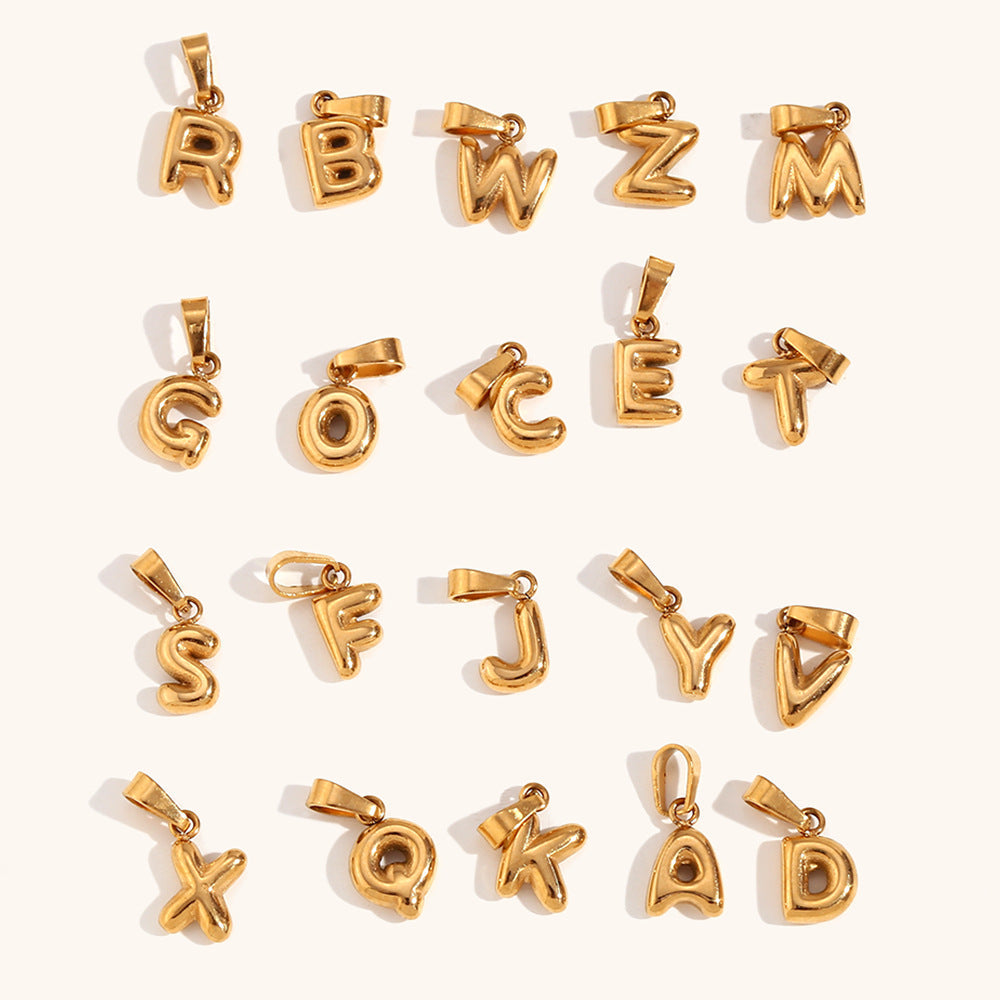 Bubble English Stainless Steel Gold Plated Pendant