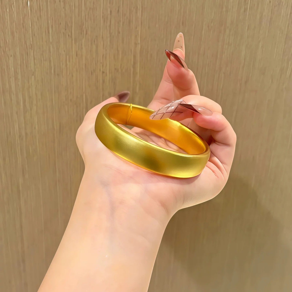 Shop Ancient Yellow Frosted Wide Loach Back Bangle Tire Bracelet