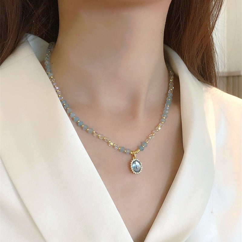 Blue Treasure Light Luxury Minority Elegance Retro Necklaces
