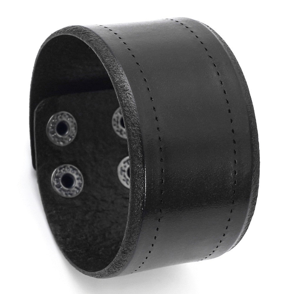 Men's Retro Simple Wide Cowhide Punk Adjustable Bracelet
