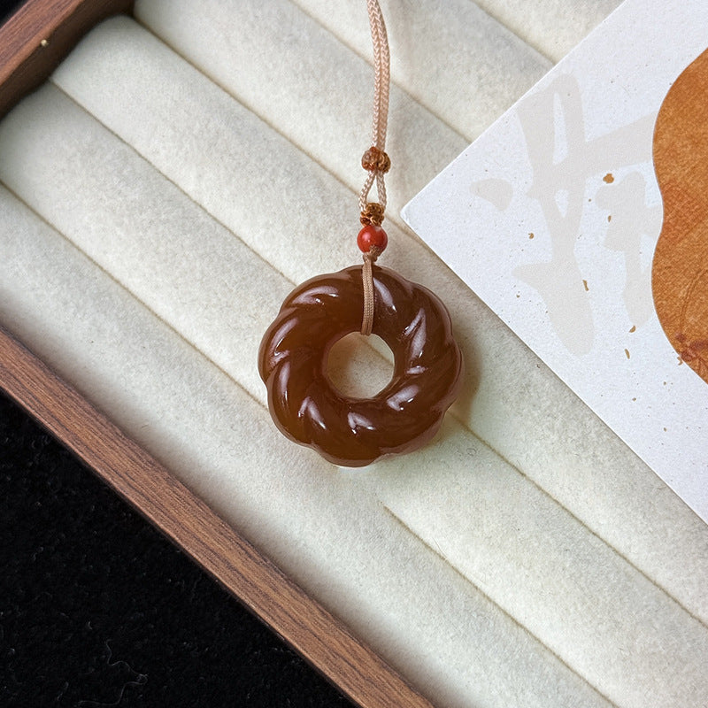 Sweat Jade Color Twisted Wire Buckle Gourd Gray Safety Pendant