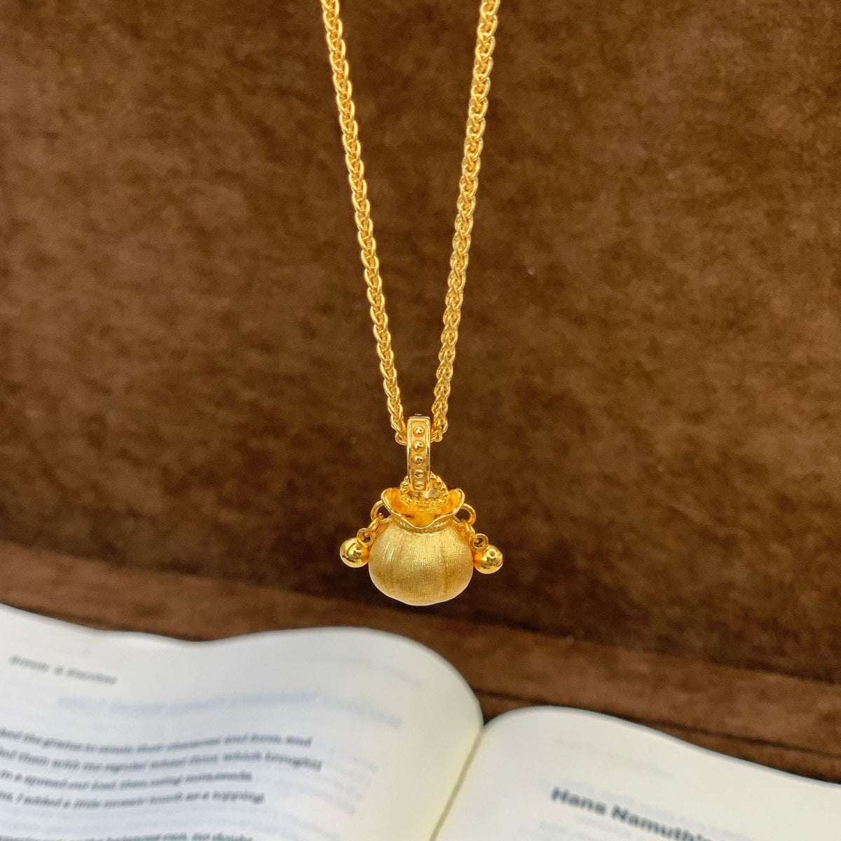 Gold Plating Strong Color Retention Lucky Bag Chinese Brushed Temperament Pendant