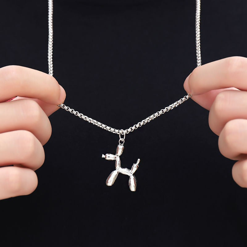 Women's & Men's Dog Titanium Steel Trendy Hip Hop Cool Simple Long Show Pendant