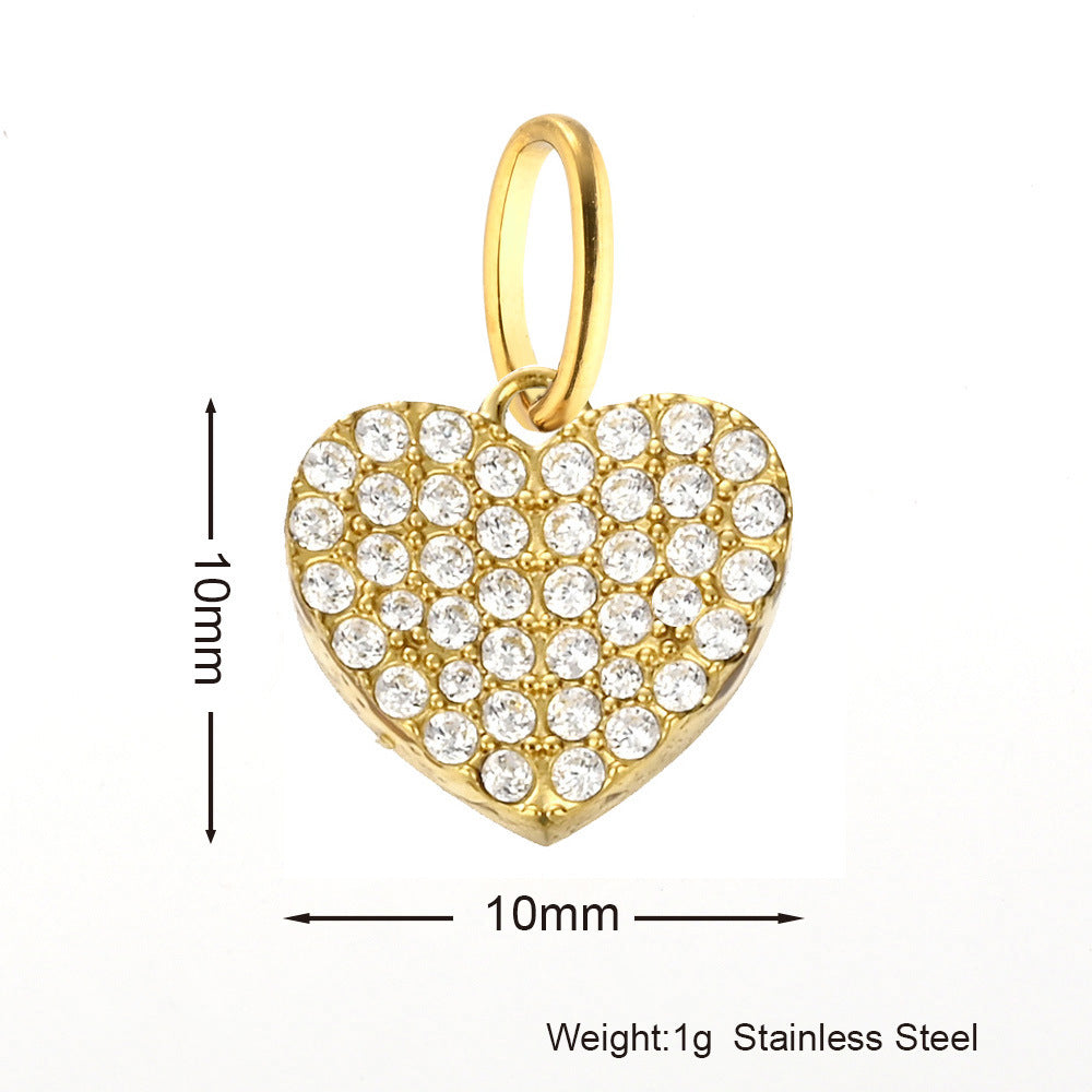 Inlaid Zircon Stainless Steel Gold-plated Cross Pendant
