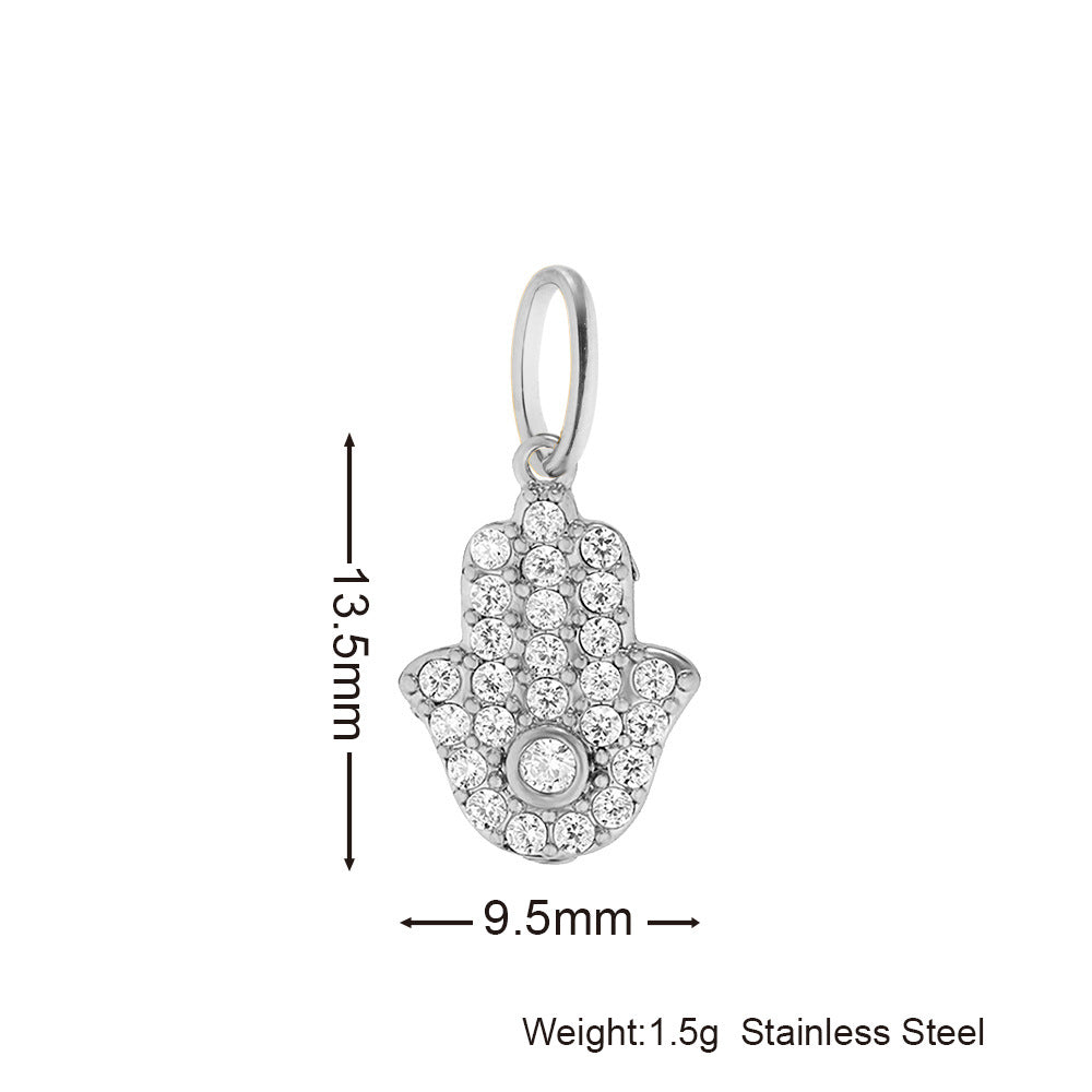 Inlaid Zircon Stainless Steel Gold-plated Cross Pendant