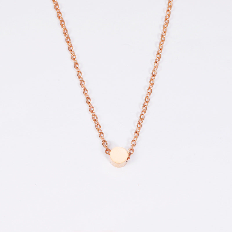 Women's Mirror Stainless Steel Small Beads Bean Simple Necklaces