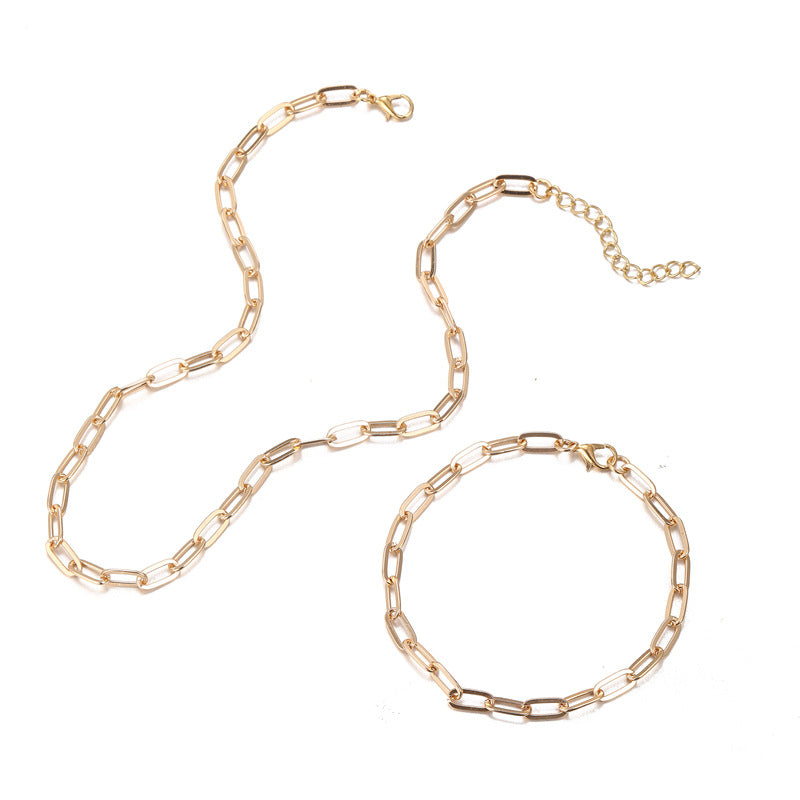 Women's Twin Collarbone Simple Fashion Thick Chain Trendy Jewelry Set