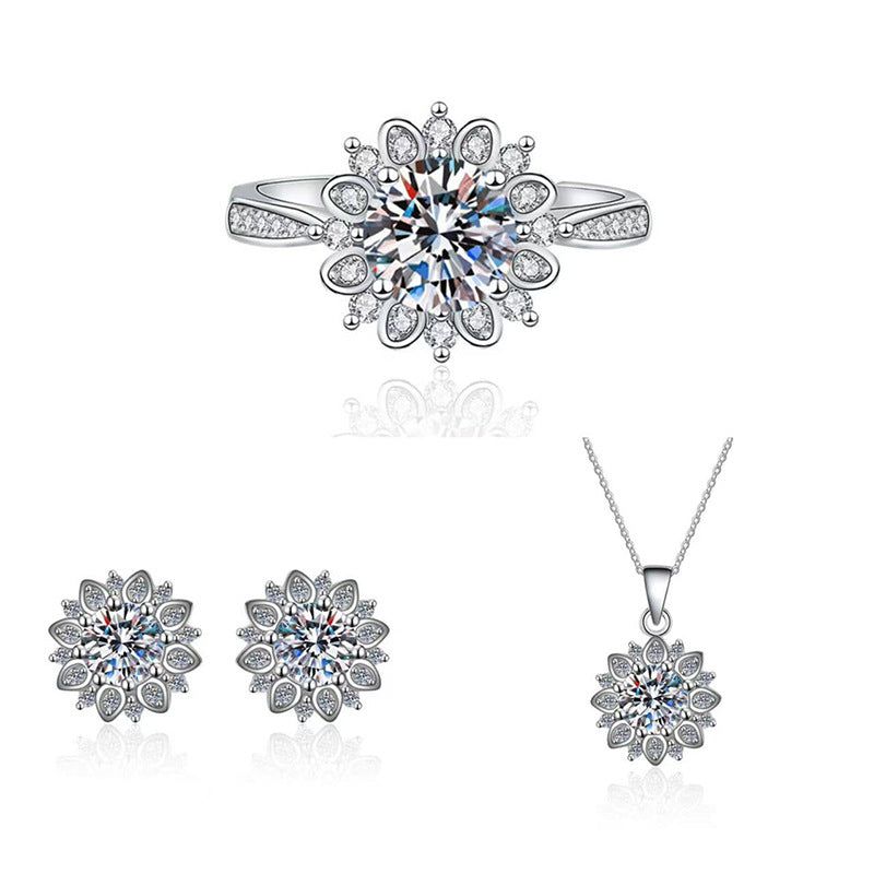 Imitation Moissanite Three-piece Zircon Temperament Ear Earrings