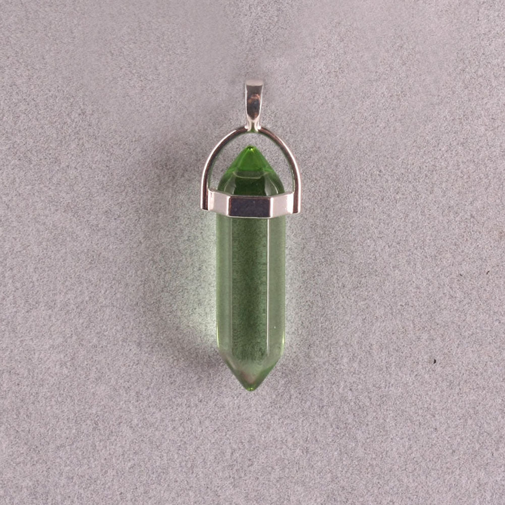 Stone Crystal Agate Bullet Hexagon Prism Pendant