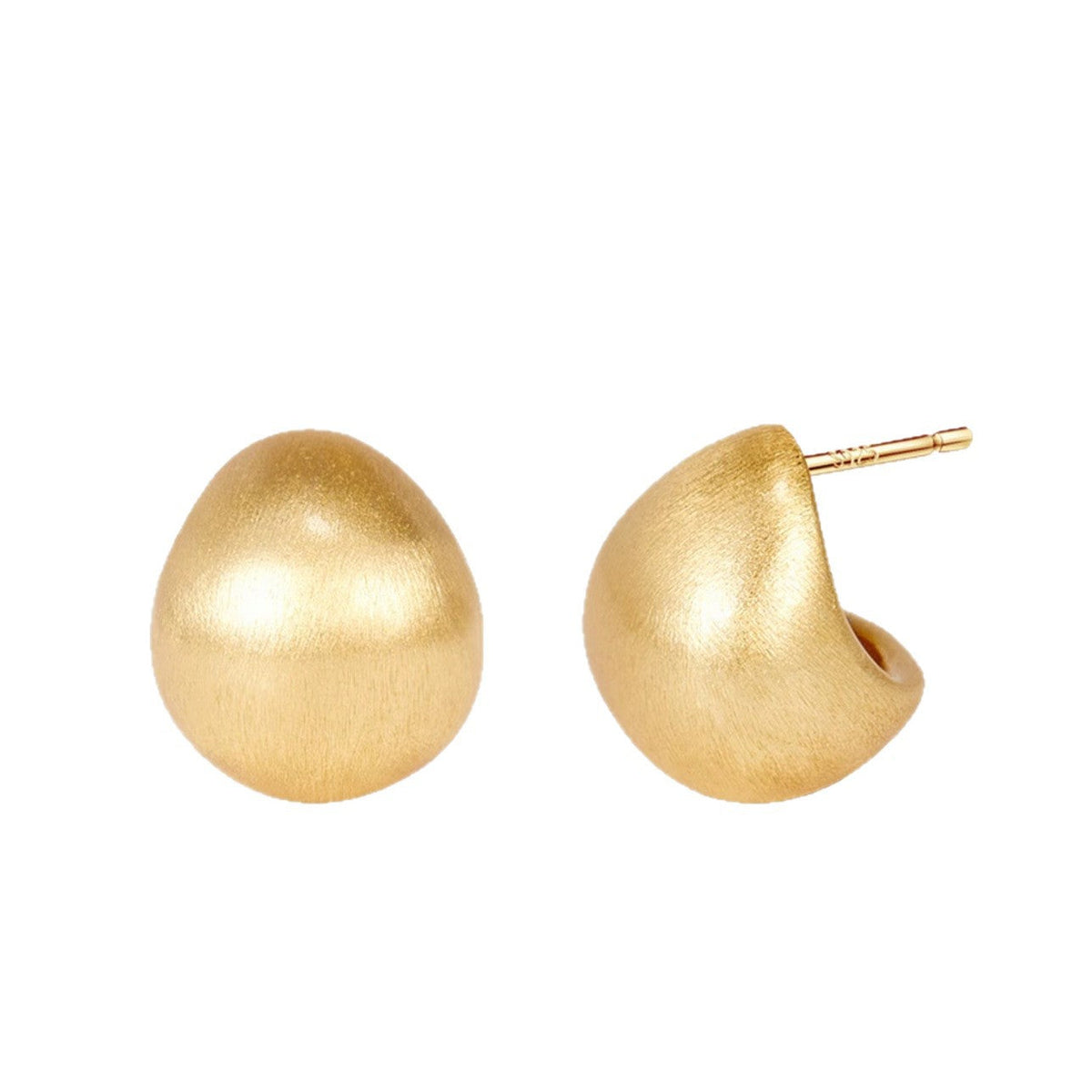 Women's High Sense Oval Ball Brushed Metal Stud Earrings