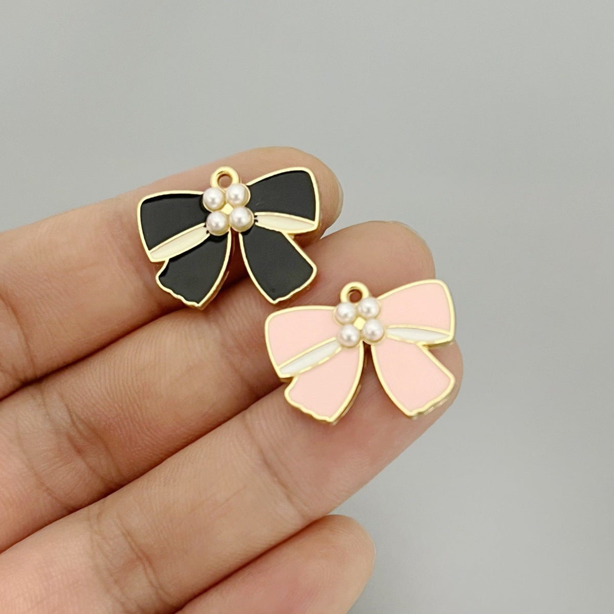 Style Oil Dripping Alloy Bow Handmade Hair Cute Pendants