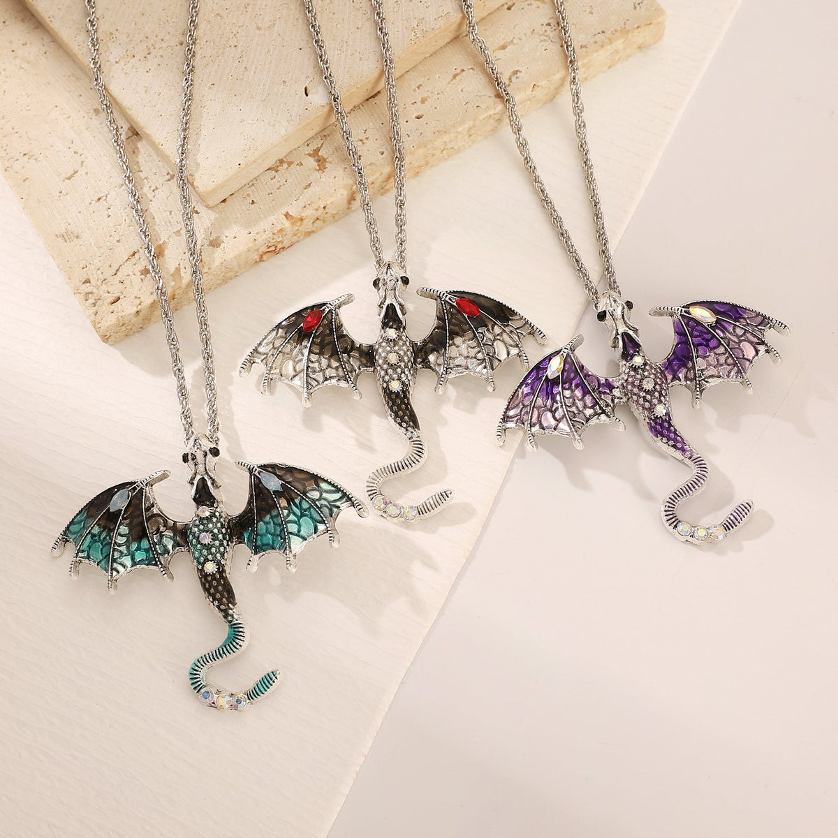 Cartoon Flying Dragon Female Niche Personality Enamel Color Diamond Inlaid Pendants