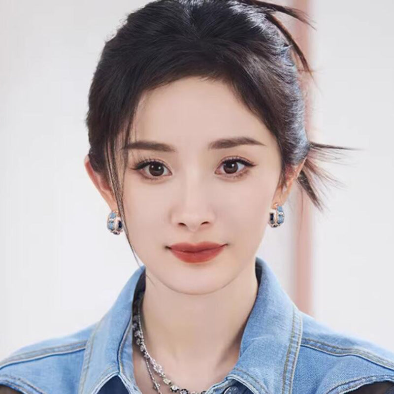 Design Blue Denim Shaped Ear Clip Cold Stud Earrings