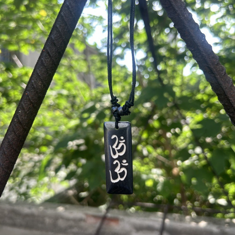 Nepal Yak Bone Hand Carved Six Pendant