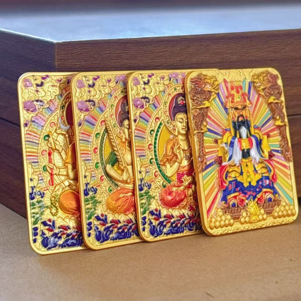 Tibetan Three-dimensional Relief Five Master Eight Guards Painting Pendants
